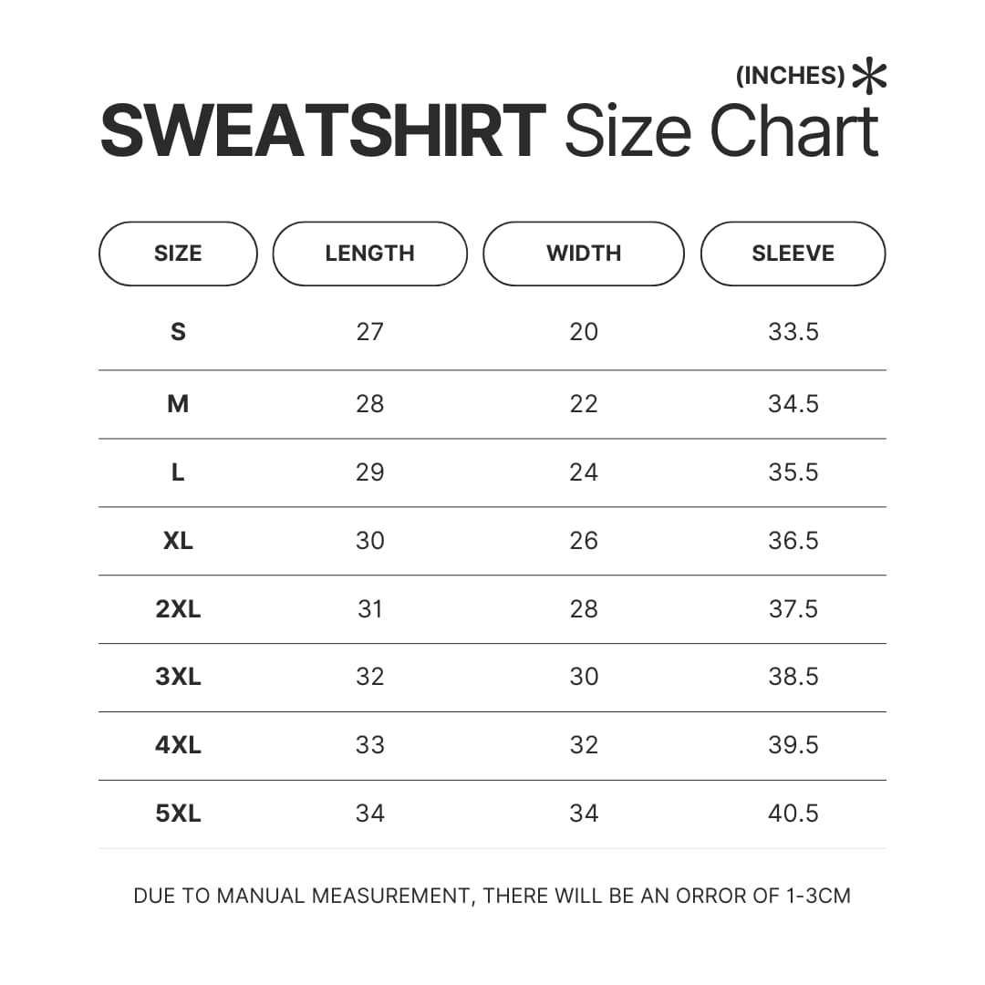 Sweatshirt Size Chart - Astro Bot Uk Store